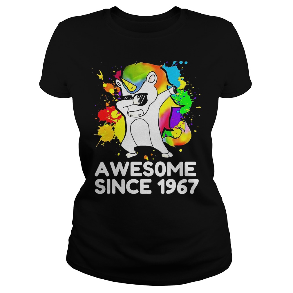 51th Birthday Dabbing Unicorn Awesome Since 1967 Ladies