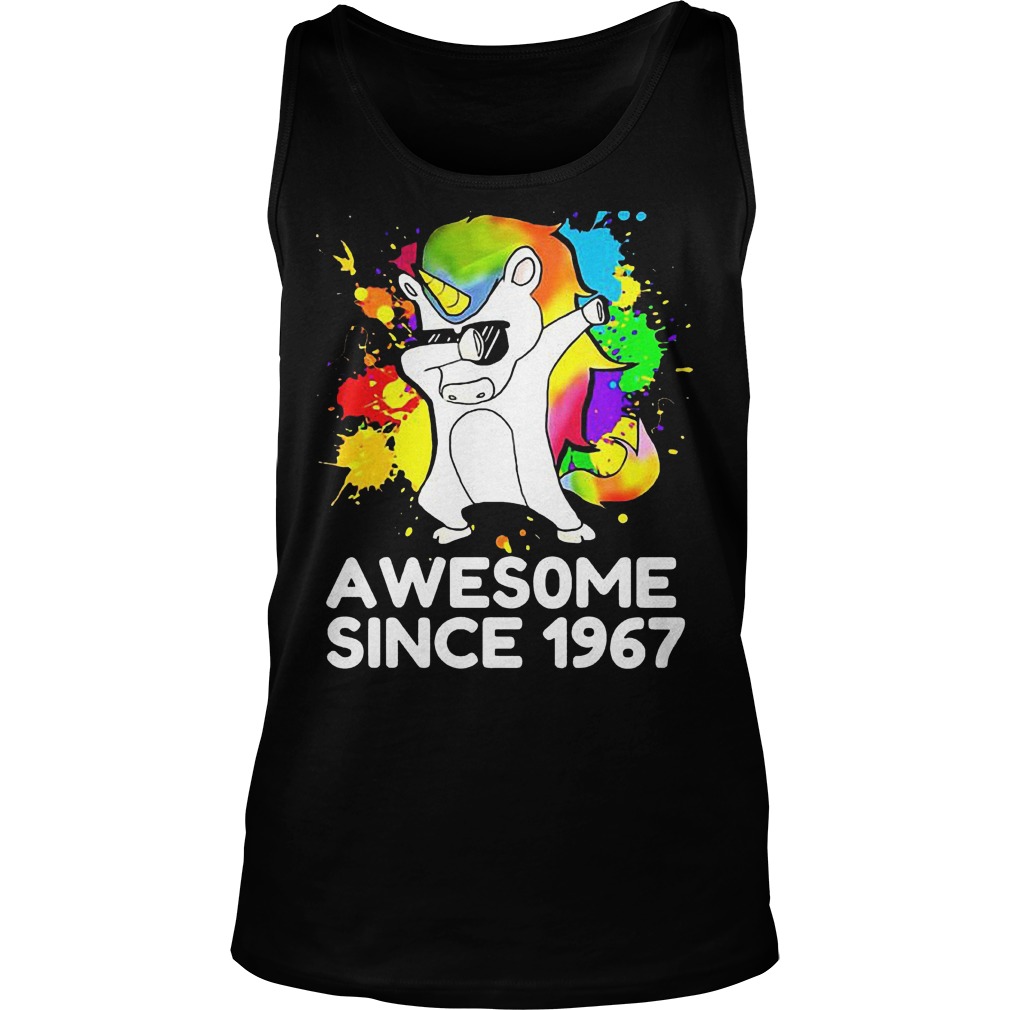 51th Birthday Dabbing Unicorn Awesome Since 1967 Tanktop