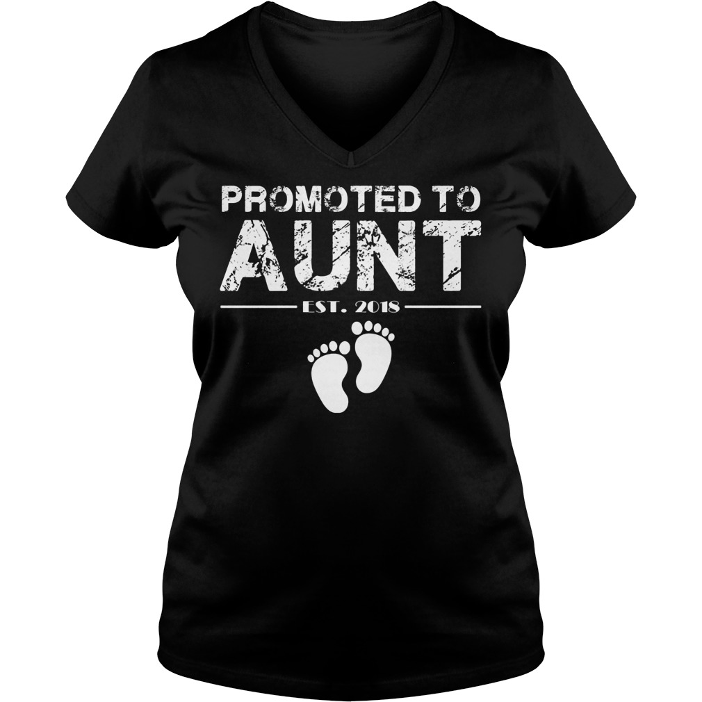 Promoted To Aunt Est 2018 Shirt 5 Promoted To Aunt Est 2018 V Neck