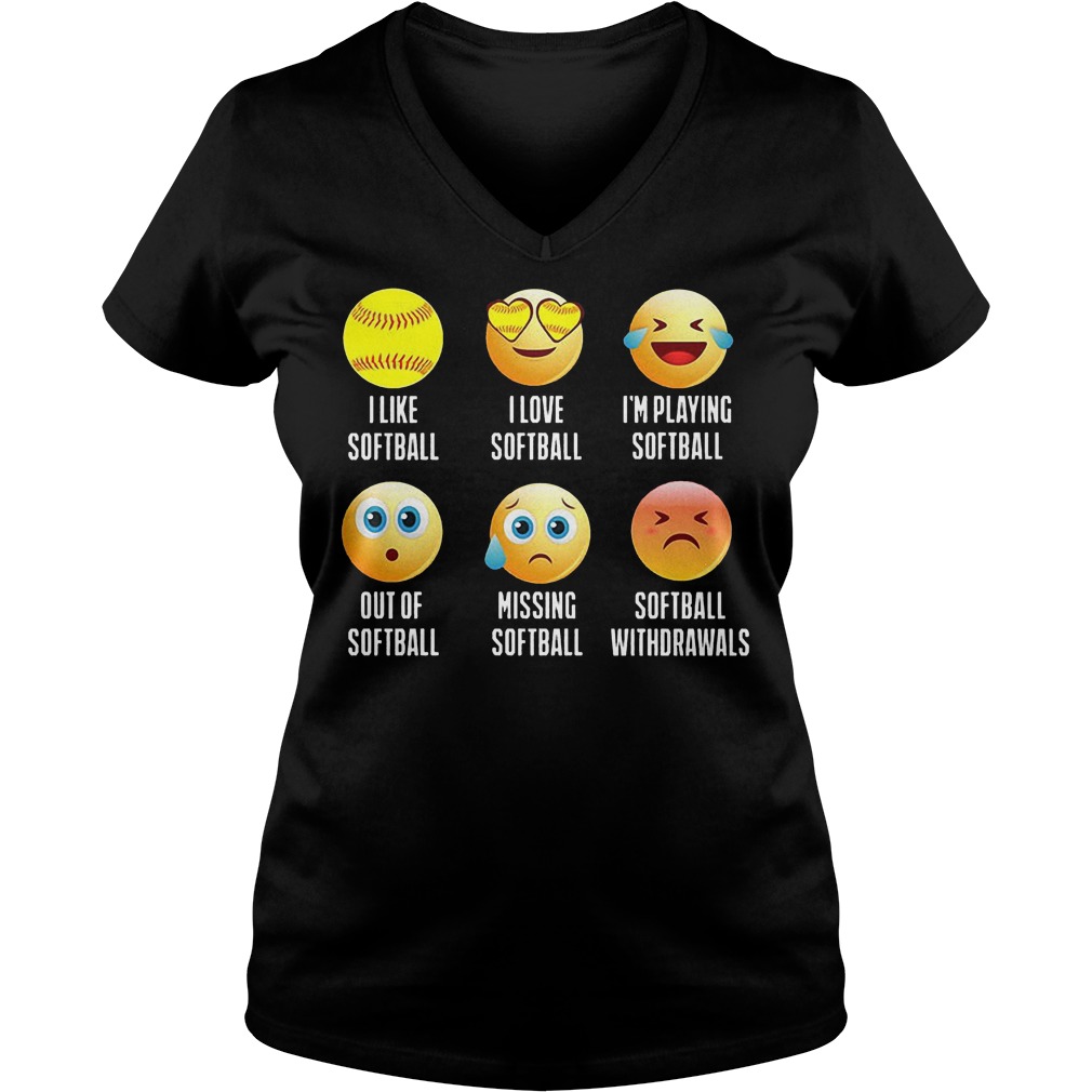 Softball Emoji Shirt 53 Softball Emoji V Neck