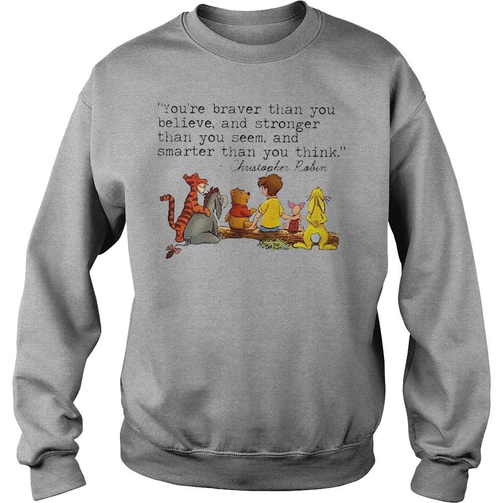 Disney Winnie The Pooh And Friend You're Braver Than You Believe Stronger Smarter Christopher Robin Sweater