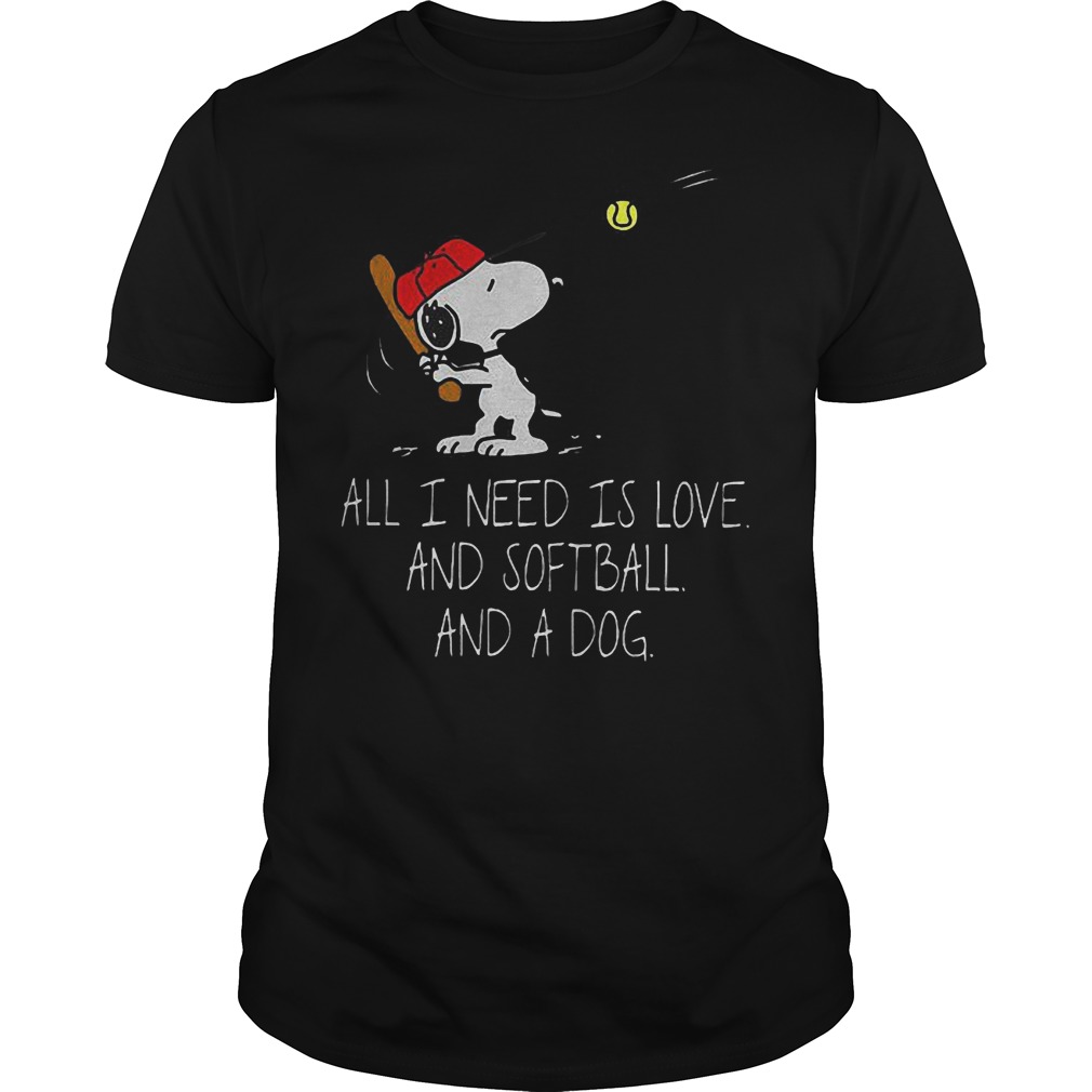 Snoopy All I Need Is Love And Softball And A Dog T-Shirt 8 Snoopy All I Need Is Love And Softball And A Dog T-Shirt Guys Tee