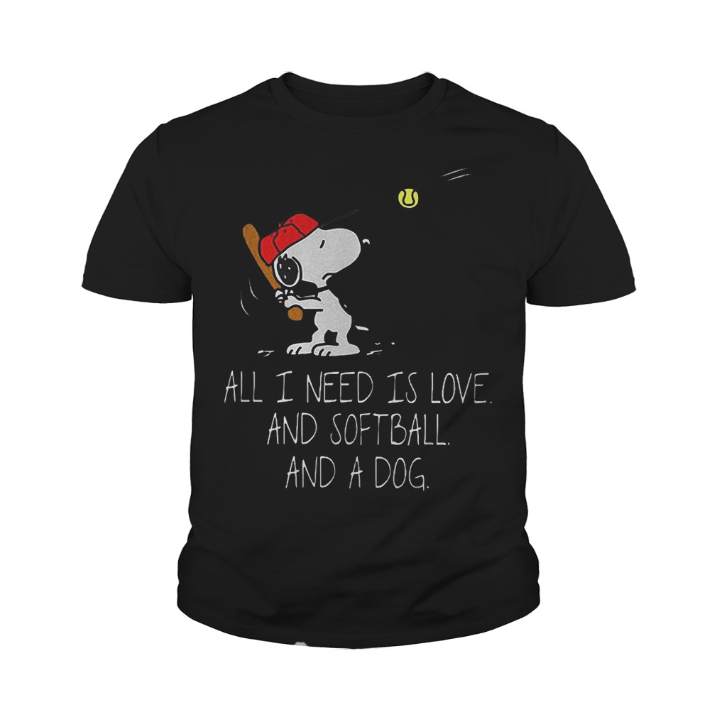 Snoopy All I Need Is Love And Softball And A Dog T-Shirt 9 Snoopy All I Need Is Love And Softball And A Dog T-Shirt Youth Tee