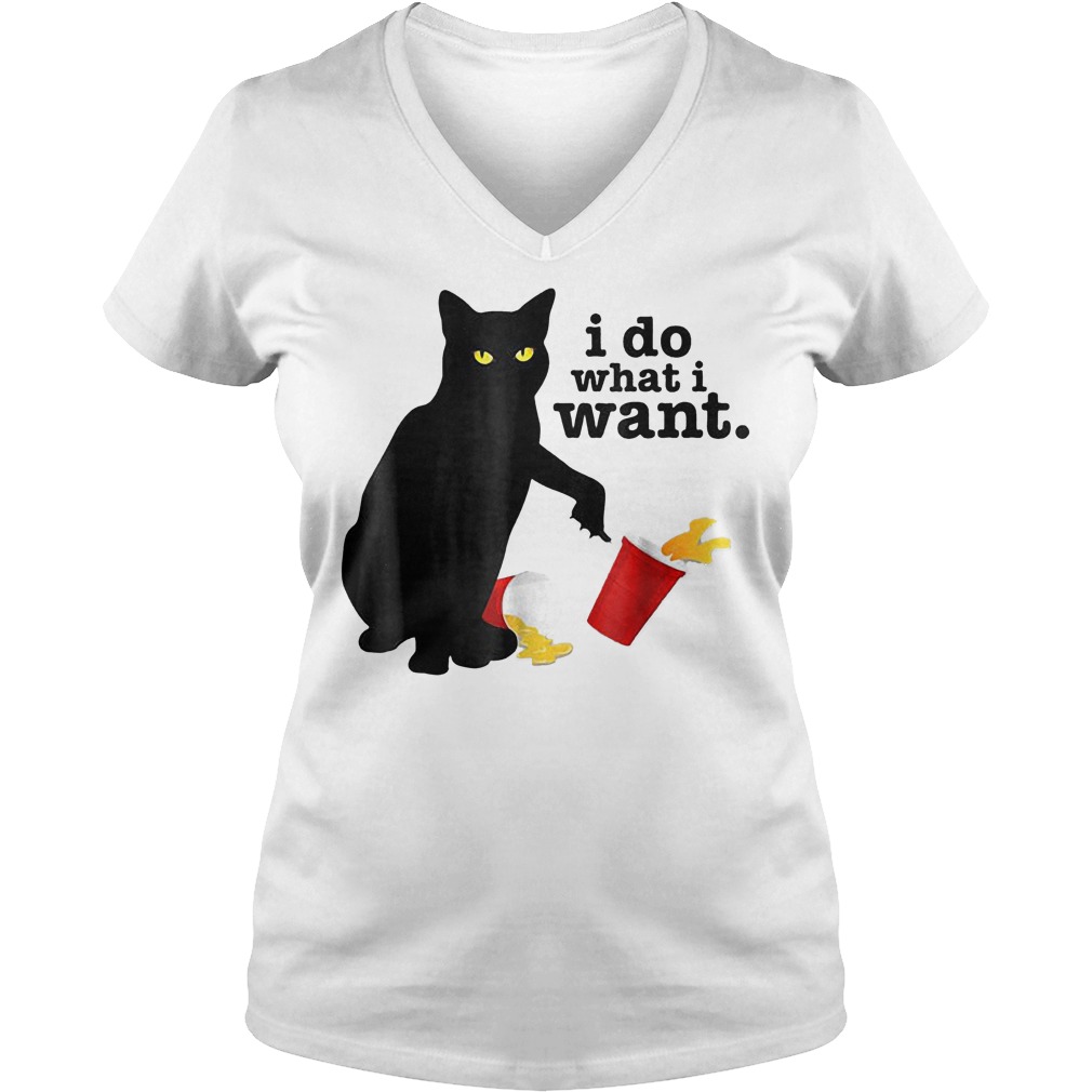 Funny Black cat red cup i do what i want Shirt 4 Funny Black cat red cup i do what i want Shirt Ladies V-Neck
