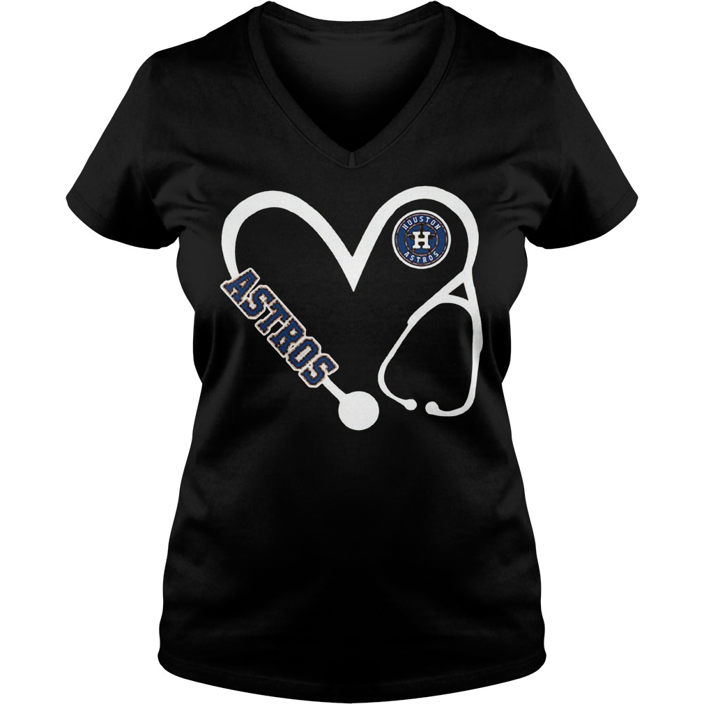 Heart Houston Astros nurse shirt 4 Heart Houston Astros nurse shirt Ladies V-Neck