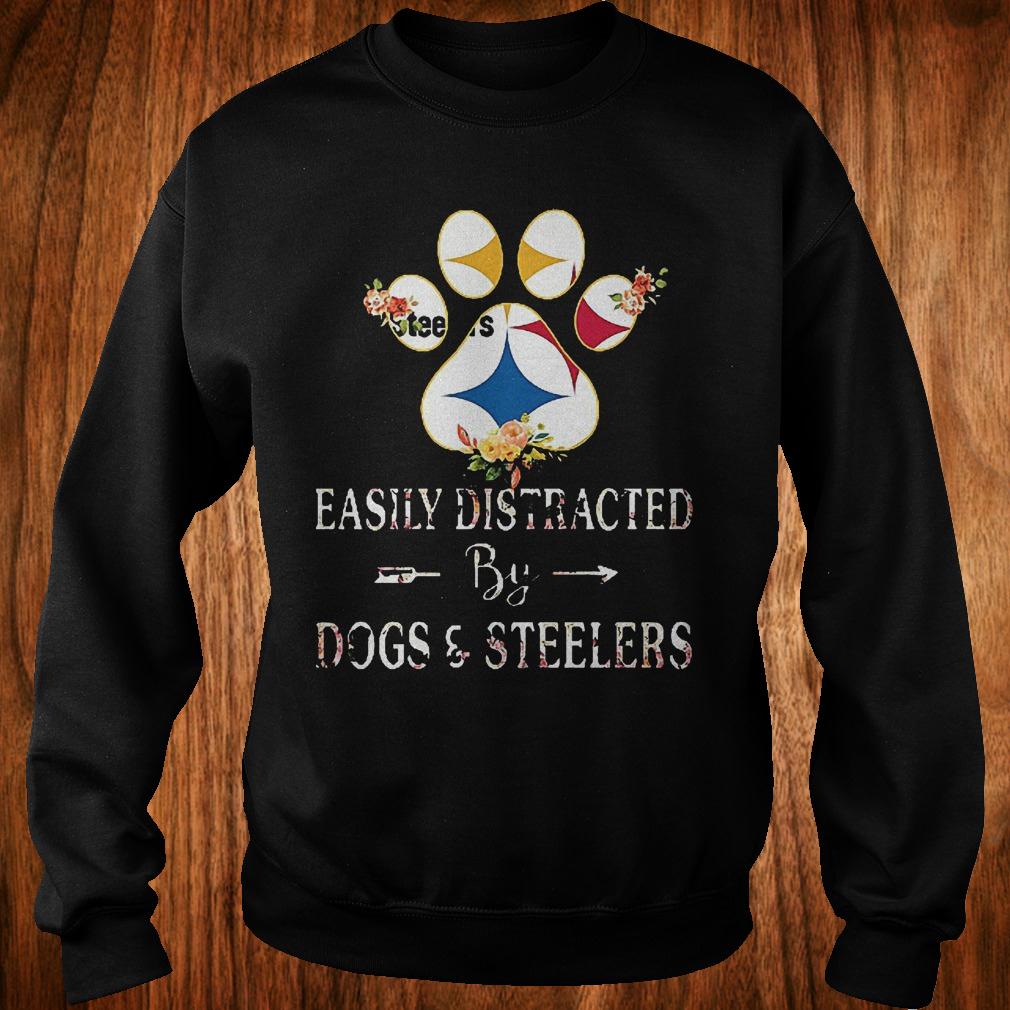 Original Paw bear easily distracted by dogs and Steelers Shirt 3 Original Paw bear easily distracted by dogs and Steelers Shirt Sweatshirt Unisex