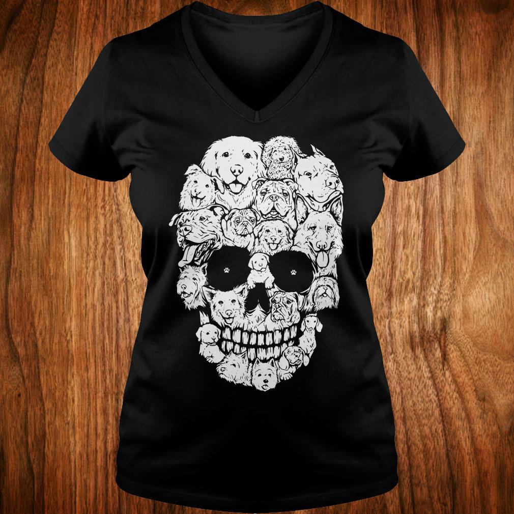 Best Price Dogs stacked into skull shirt Ladies V-Neck