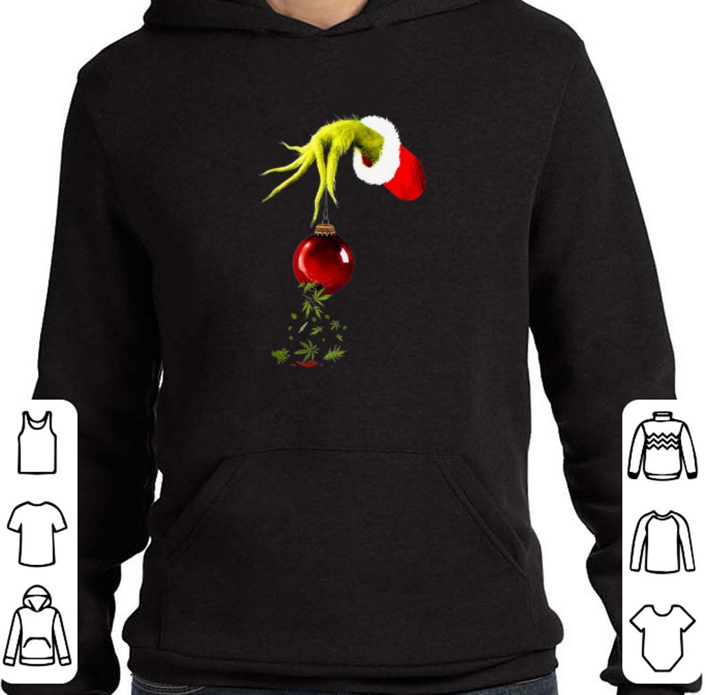 Funny Grinch Santa hand holding Cannabis weed shirt 2 Funny Grinch Santa hand holding Cannabis weed shirt