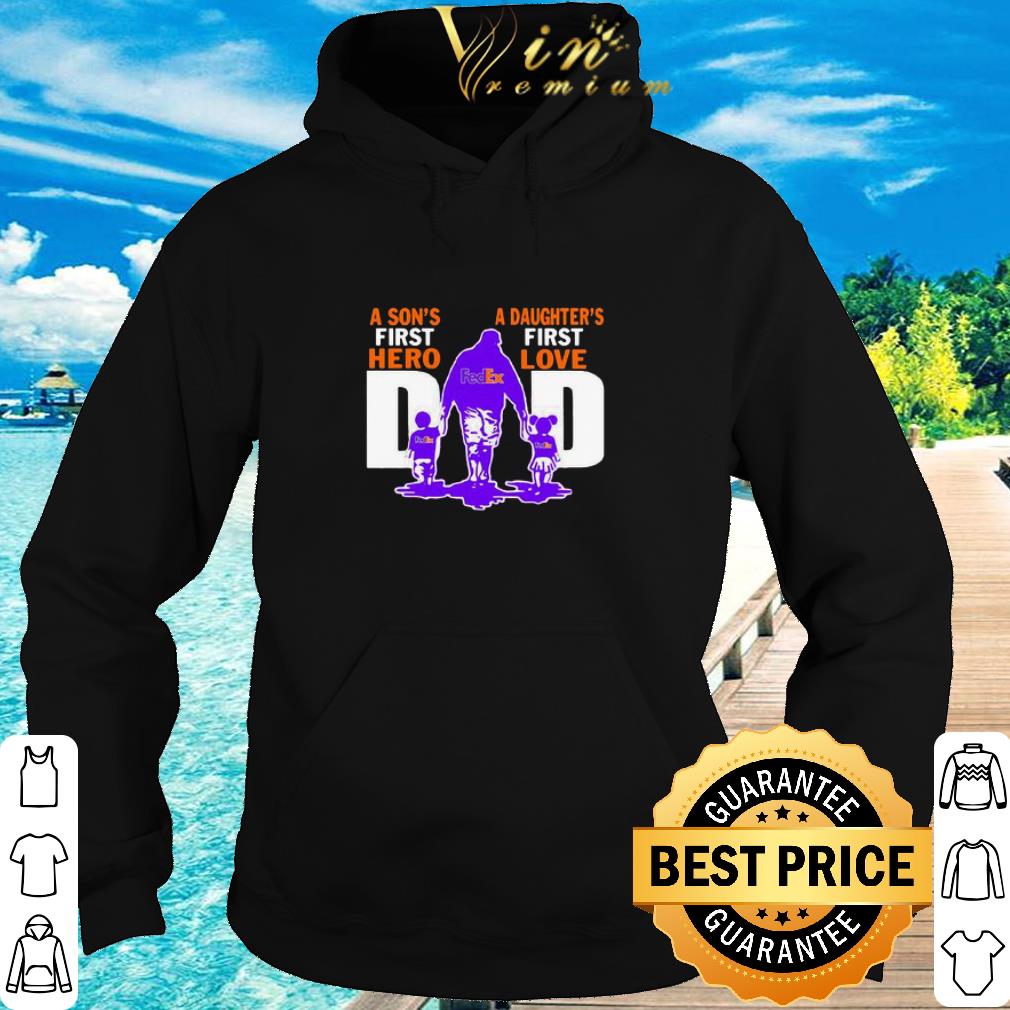 Best A Son’s First Hero A Daughter’s First Love Dad FedEx Father's Day shirt 2 Best A Son’s First Hero A Daughter’s First Love Dad FedEx Father's Day shirt