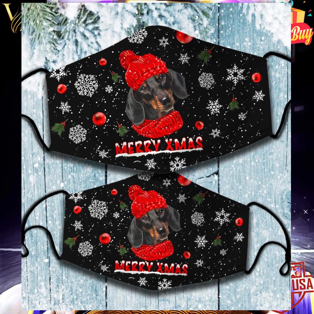 Dachshund Merry Xmas Face Mask 2 Dachshund Merry Xmas Face Mask