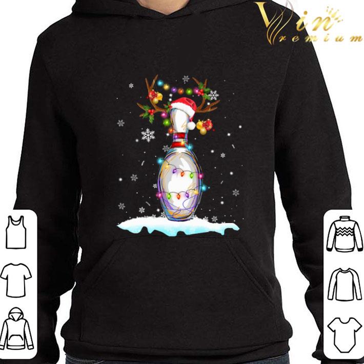 Bowling reindeer santa hat lights Christmas shirt 2 Bowling reindeer santa hat lights Christmas shirt