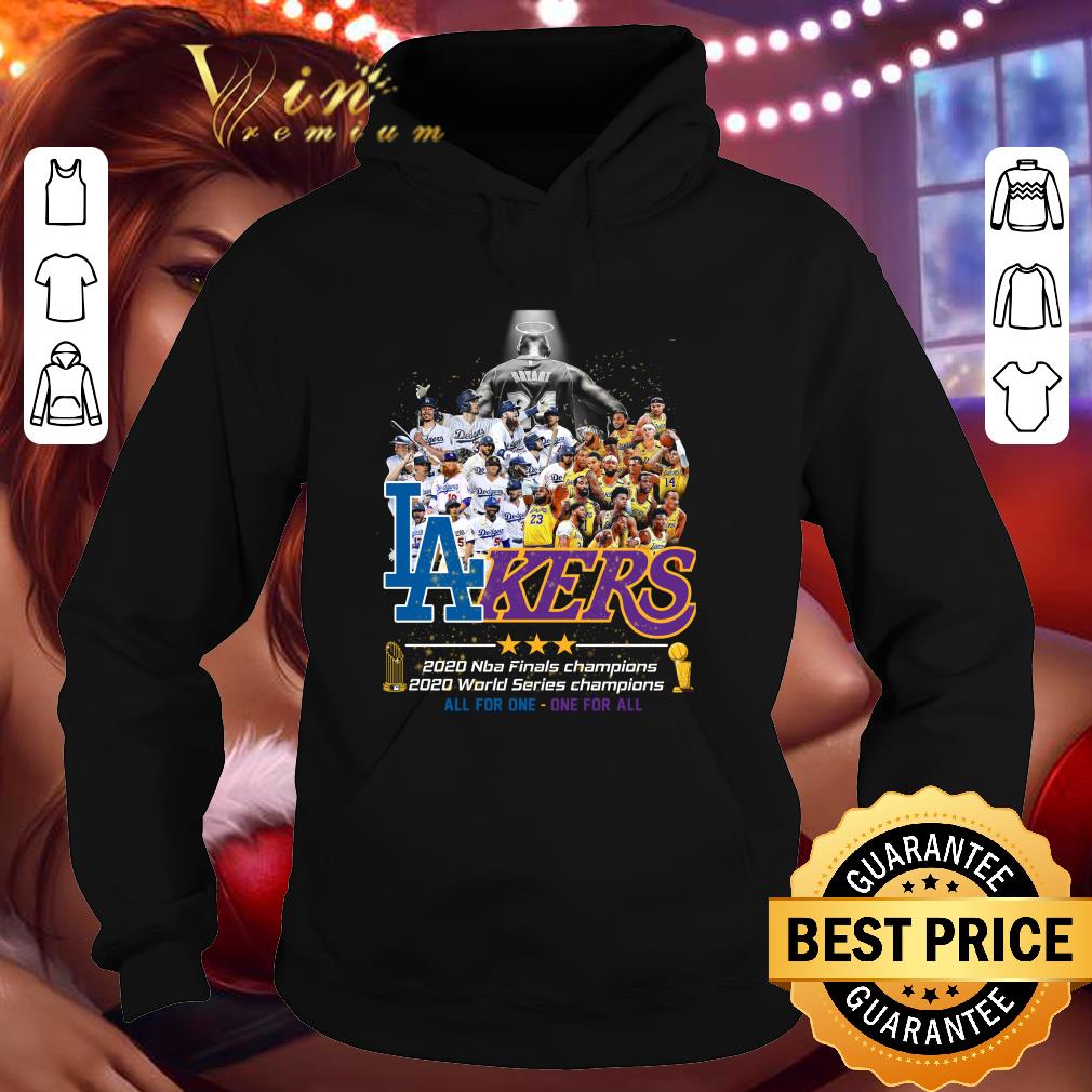 Premium Dodgers Lakers 2020 NBA World Series Champions All For One For All shirt 3 Premium Dodgers Lakers 2020 NBA World Series Champions All For One For All shirt