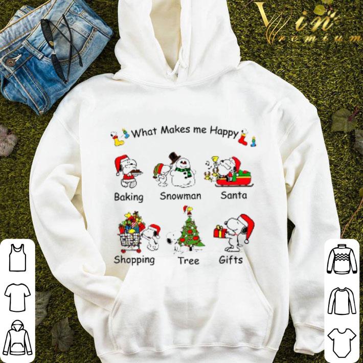 Snoopy What Makes Me Happy Baking Snowman Santa Shopping Tree shirt 2 Snoopy What Makes Me Happy Baking Snowman Santa Shopping Tree shirt