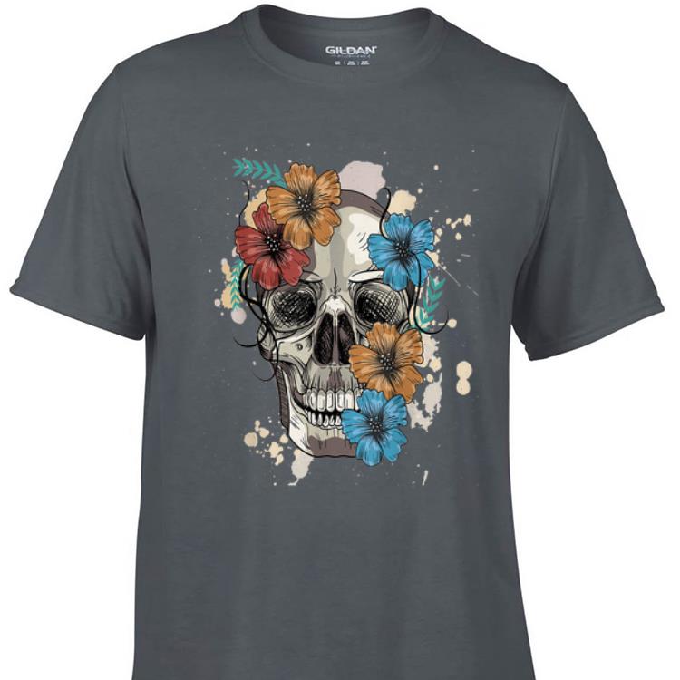 Awesome Colorful Skull and Flowers shirt 1 - Awesome Colorful Skull and Flowers shirt