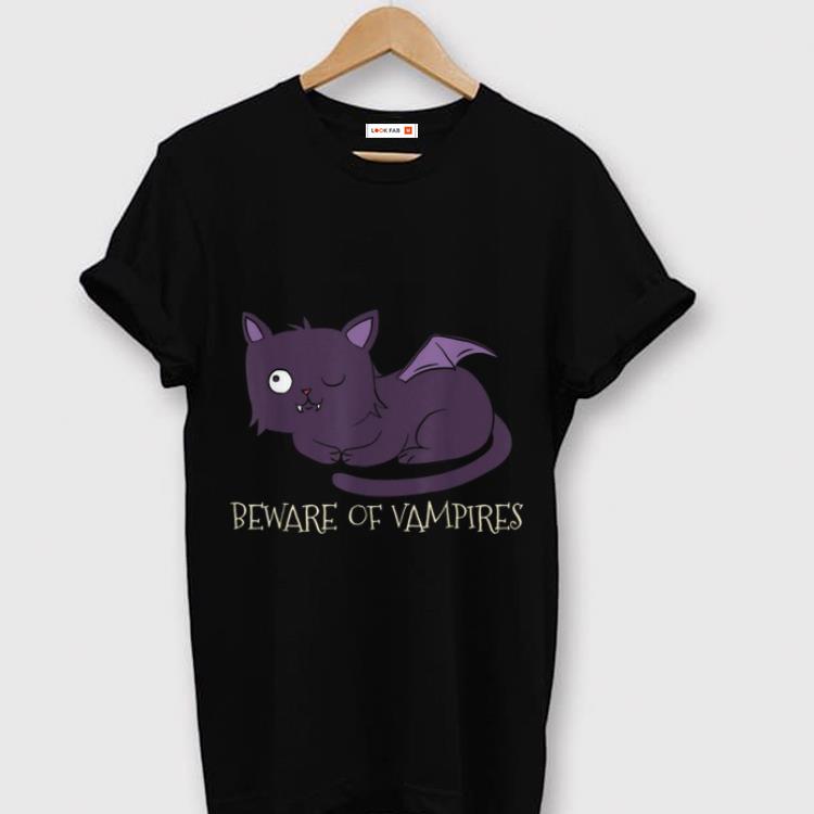 Awesome Cute Kitty Cat Beware Of Vampires Halloween Trick Or Treat shirt 1 - Awesome Cute Kitty Cat Beware Of Vampires Halloween Trick Or Treat shirt