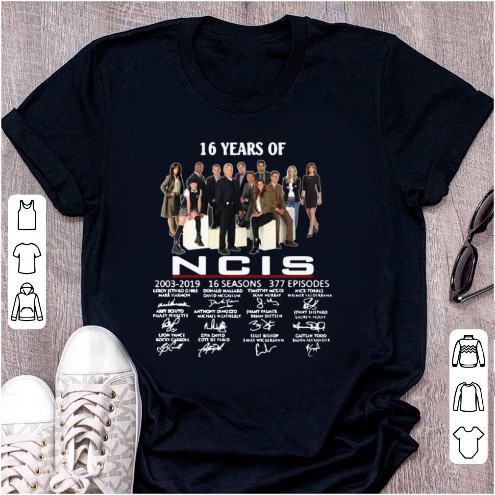 Nice 16 Years Of NCIS 2003 2019 Signatures shirt 1 - Nice 16 Years Of NCIS 2003-2019 Signatures shirt