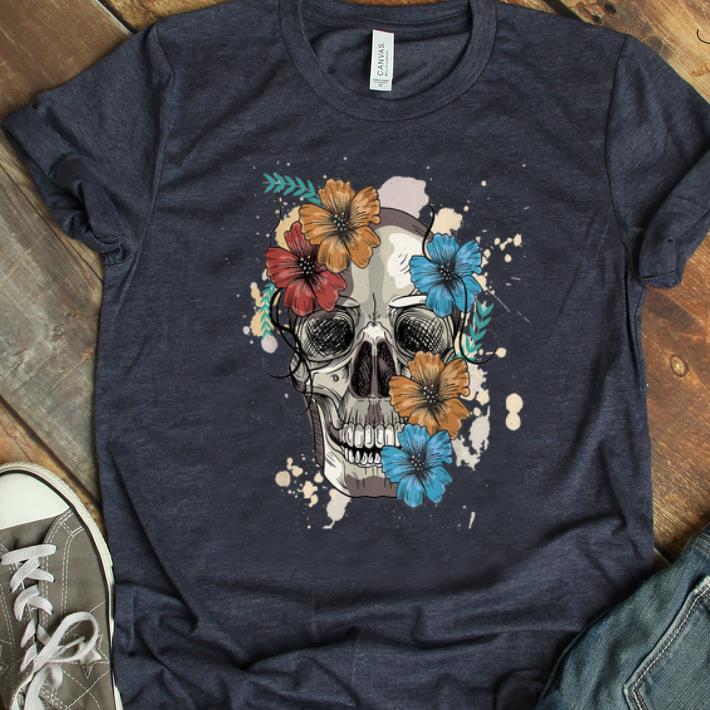 Top Colorful Skull and Flowers shirt 1 - Top Colorful Skull and Flowers shirt