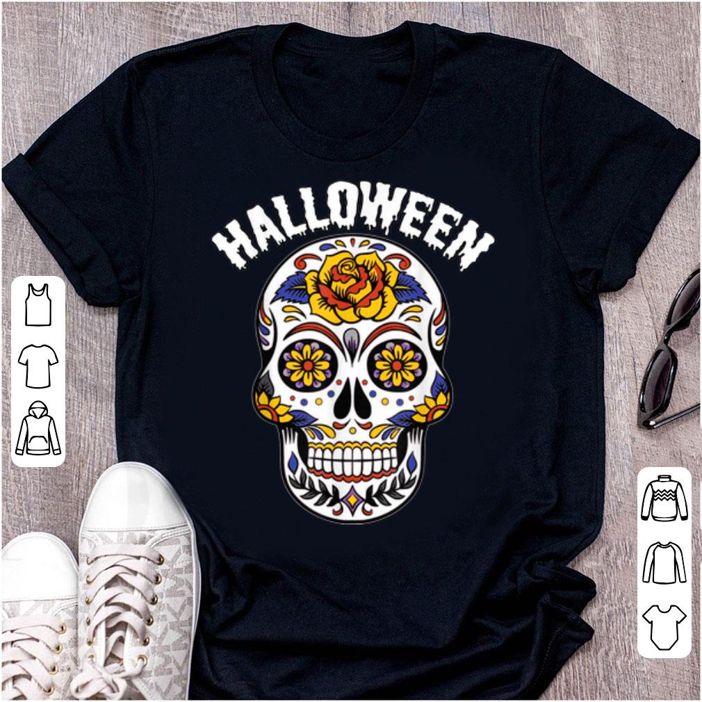 Awesome Halloween Calavero Skull Flower shirt 1 - Awesome Halloween Calavero Skull Flower shirt