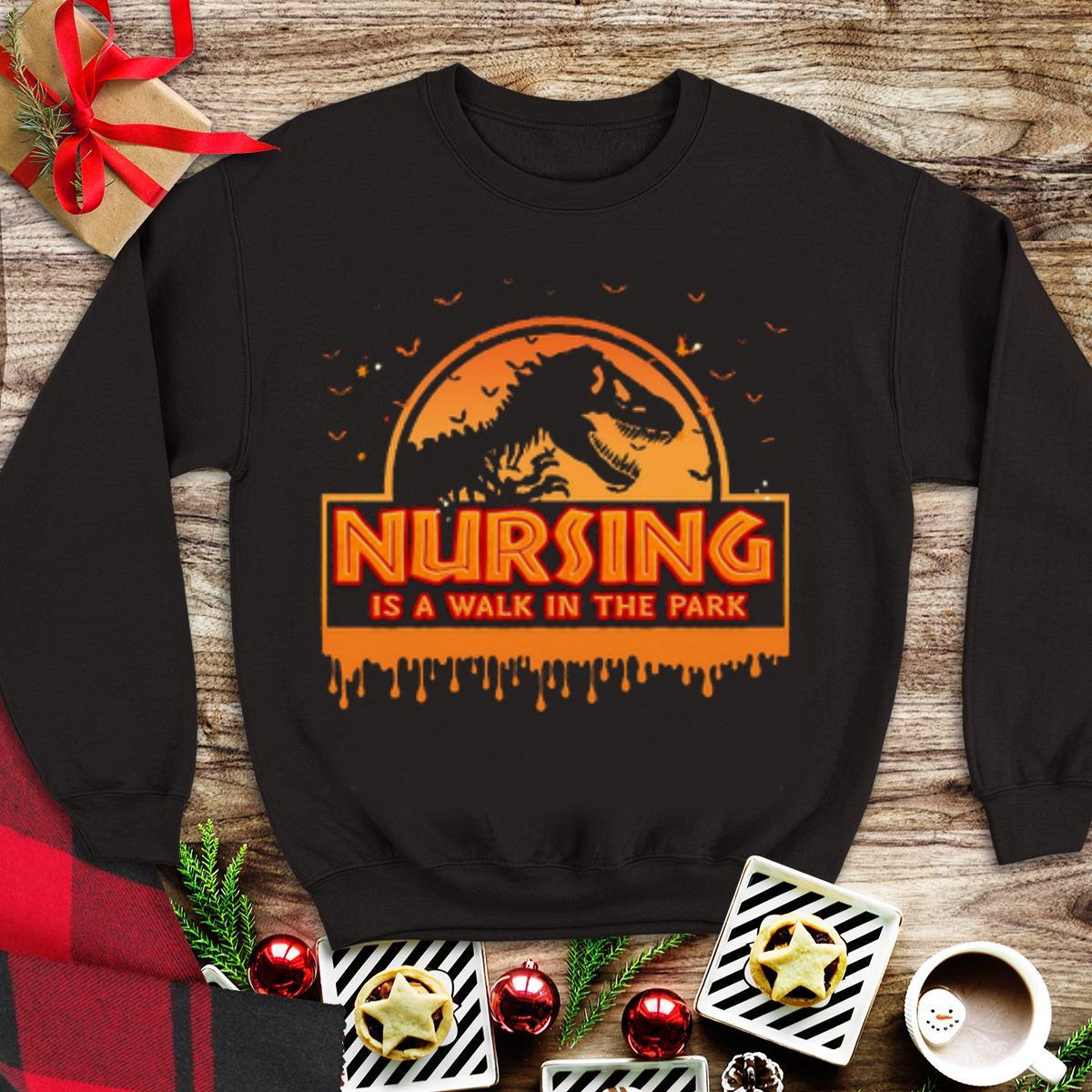 Awesome Halloween Jurassic Park Nursing Is A Walk In The Park shirt 1 - Awesome Halloween Jurassic Park Nursing Is A Walk In The Park shirt