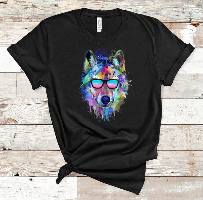Awesome Splash Art Wolf Sunglass shirt 1 - Awesome Splash Art Wolf Sunglass shirt