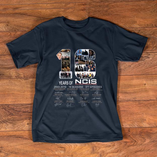 Hot 16 Years Of NCIS 2003 2019 Signature shirt 1 - Hot 16 Years Of NCIS 2003 - 2019 Signature shirt