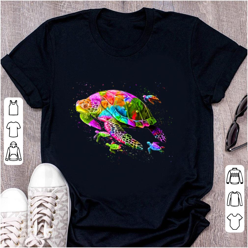 Premium Colorful Sea Turtle With Baby shirt 1 - Premium Colorful Sea Turtle With Baby shirt