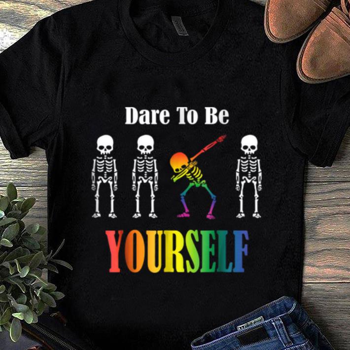 Premium Lgbt Dabbing Skeleton Halloween Dare To Be Yourself shirt 1 - Premium Lgbt Dabbing Skeleton Halloween Dare To Be Yourself shirt