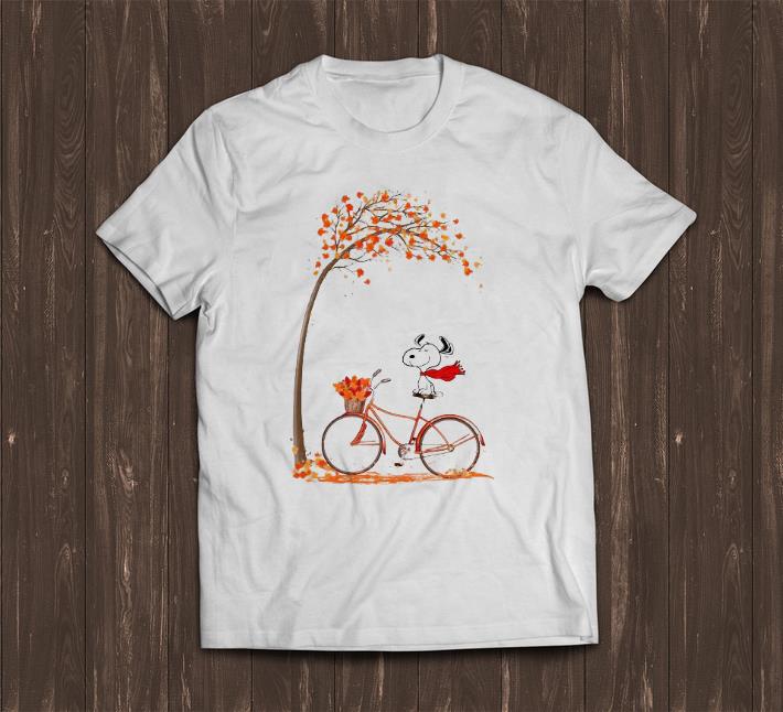 Pretty Snoopy riding bicycle autumn leaf tree shirts 1 - Pretty Snoopy riding bicycle autumn leaf tree shirts