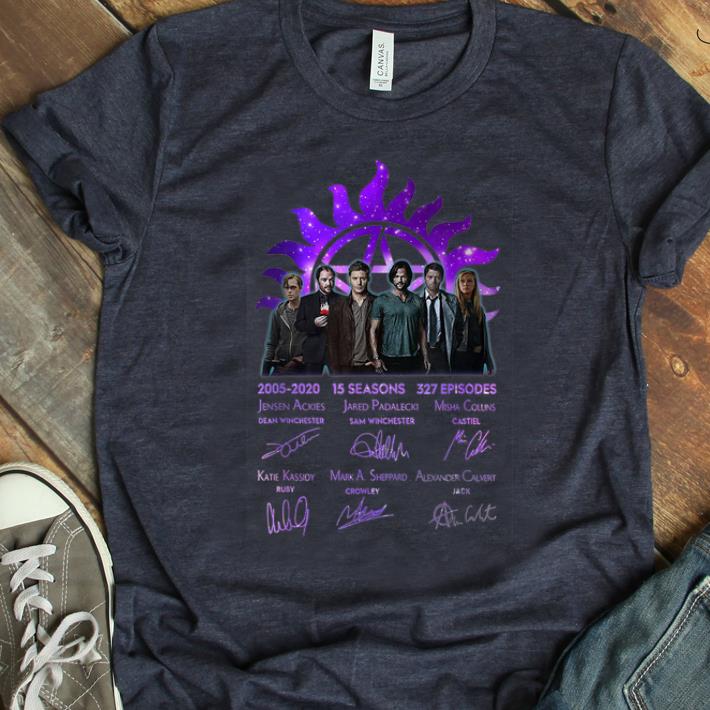 Top 15 Years Of Supernatural 15 Seasons 327 Episodes Signature shirt 1 - Top 15 Years Of Supernatural 15 Seasons 327 Episodes Signature shirt
