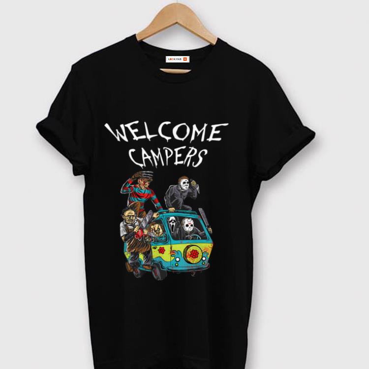 Top Welcome Campers Camping 80s Horror Movie shirt 1 - Top Welcome Campers Camping 80s Horror Movie shirt