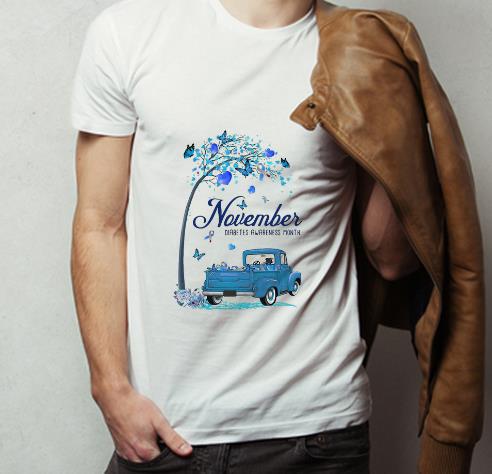 Awesome Tree Truck November Diabetes Month Butterfly Blue Ribbon shirt 4 - Awesome Tree Truck November Diabetes Month Butterfly Blue Ribbon shirt