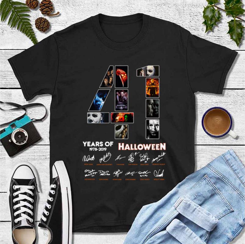 Nice 41 Years Of Halloween 1978 2019 Jason Voorhees All Characters Signatures shirt 4 - Nice 41 Years Of Halloween 1978 2019 Jason Voorhees All Characters Signatures shirt