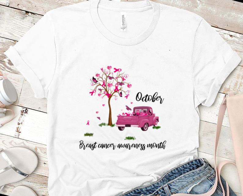 Official Car and tree October breast cancer awareness month shirt 1 - Official Car and tree October breast cancer awareness month shirt