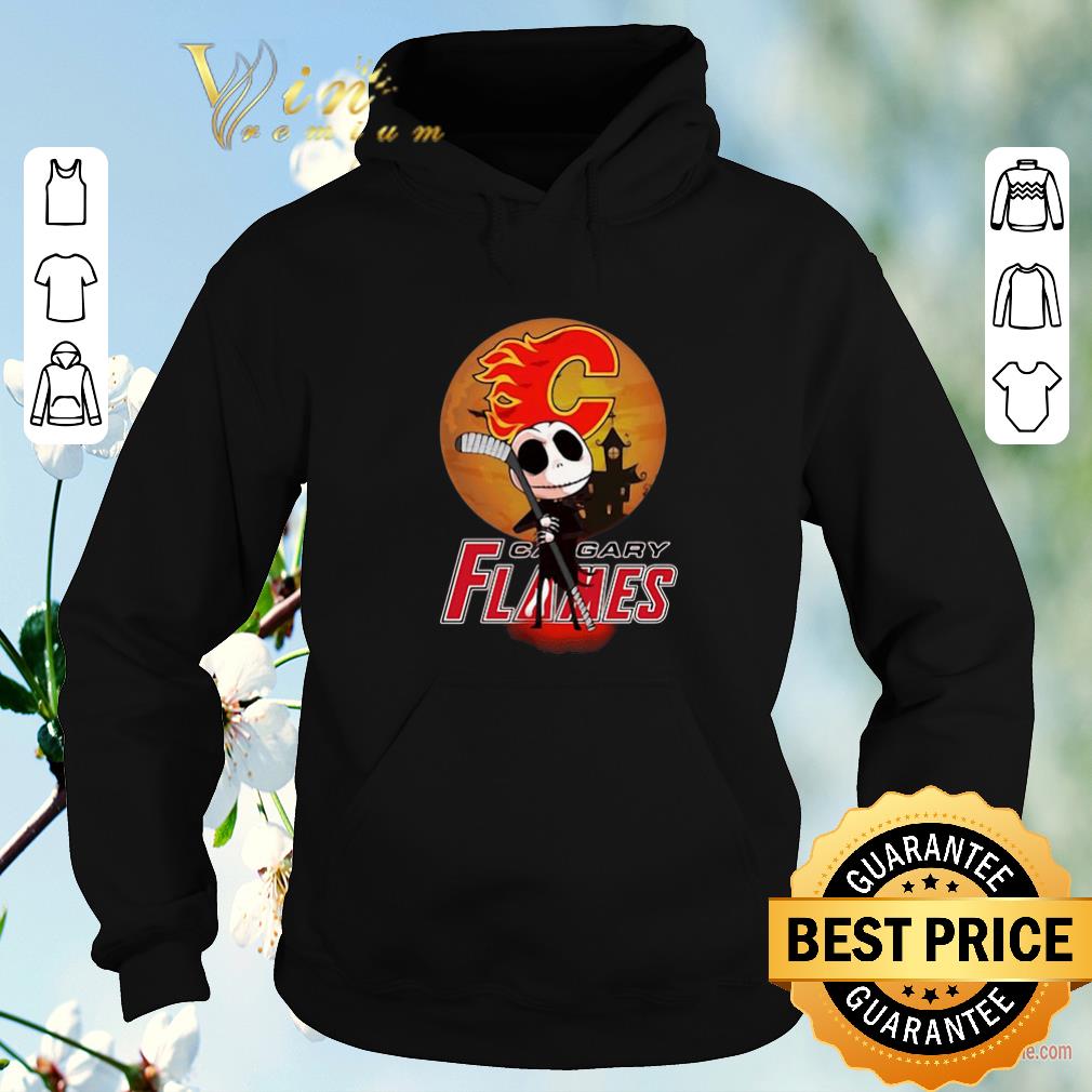 Official Jack Skellington Holding Hockey Stick Calgary Flames shirt sweater 4 - Official Jack Skellington Holding Hockey Stick Calgary Flames shirt sweater