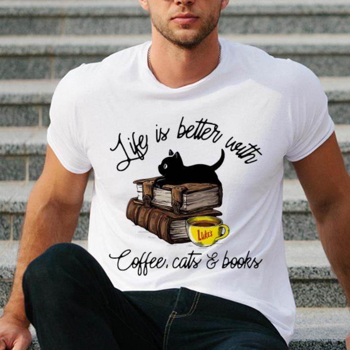 Official Life Is Better With Luke s Coffee Cats And Books shirt 4 - Official Life Is Better With Luke’s Coffee, Cats And Books shirt