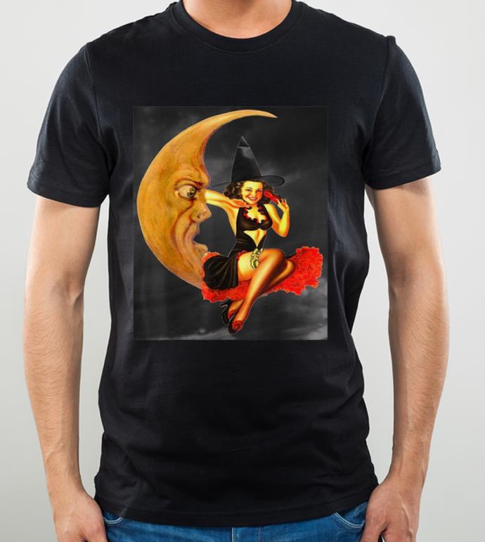Official Vintage Pin Up Girl Witch on Moon Halloween shirt 4 - Official Vintage Pin Up Girl Witch on Moon Halloween shirt