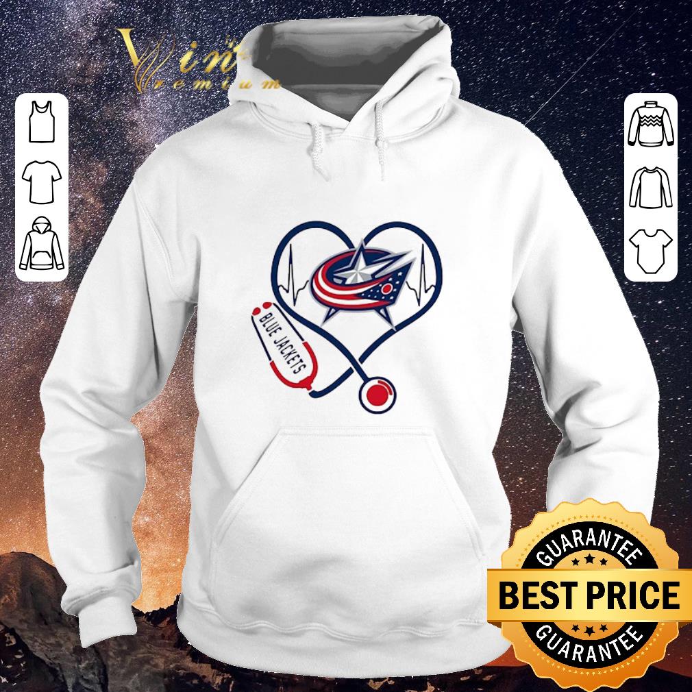 Original Blue Jackets heart Nurse stethoscope shirt sweater 4 - Original Blue Jackets heart Nurse stethoscope shirt sweater