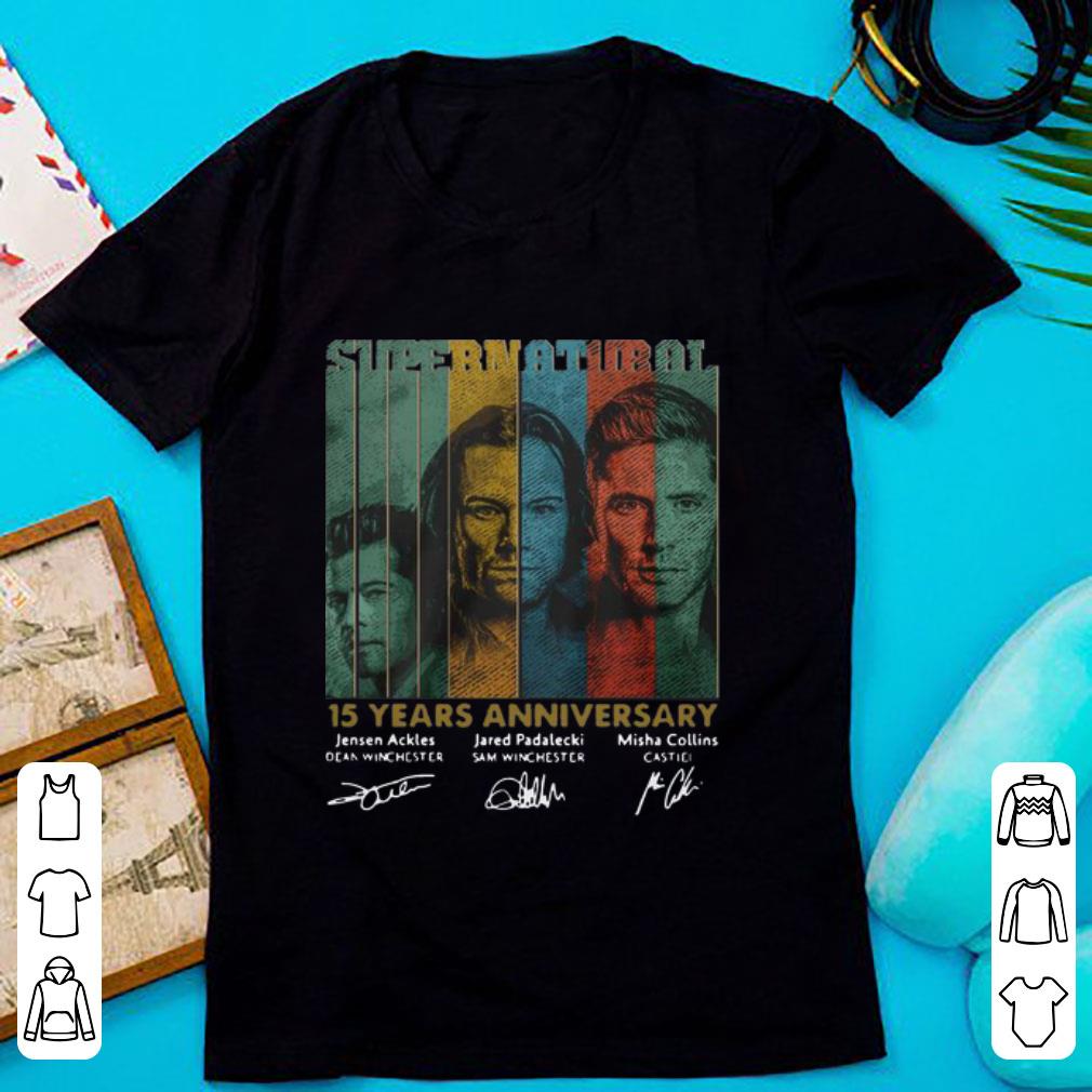 Original Supernatural 15 Years Anniversary Signature Vintage shirt 1 - Original Supernatural 15 Years Anniversary Signature Vintage shirt