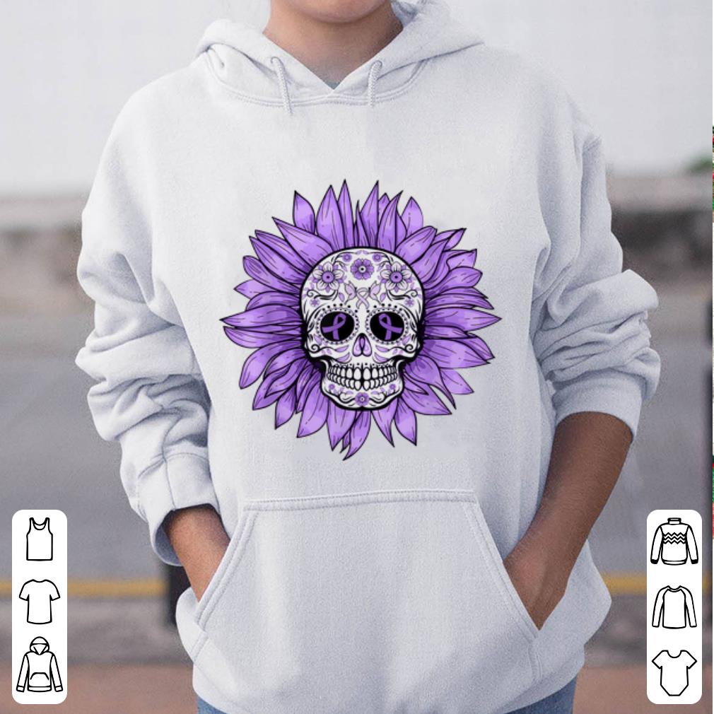 Premium Sugar Skull Sunflower Purple Ribbon Epilepsy Awareness shirt 4 - Premium Sugar Skull Sunflower Purple Ribbon Epilepsy Awareness shirt