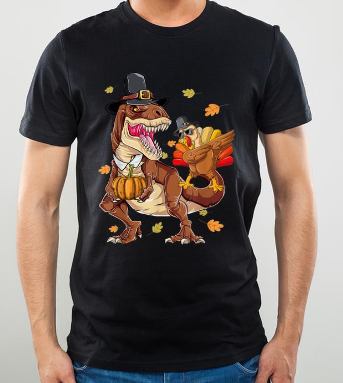 Awesome Thanksgiving T Rex Dinosaur Dabbing Turkey Pumpkin Autumn shirt 4 - Awesome Thanksgiving T-Rex Dinosaur - Dabbing Turkey Pumpkin Autumn shirt