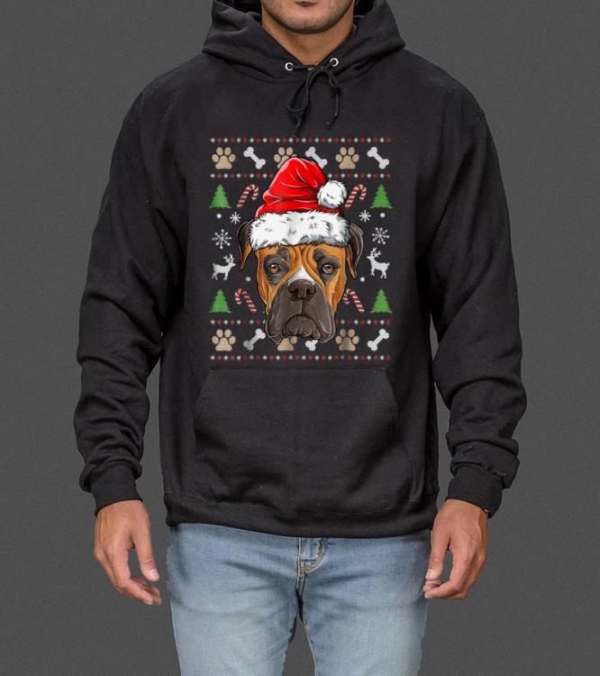 Boxer Ugly Christmas Santa Hat Xmas Dog Boys Girls Tee sweater 4 - Boxer Ugly Christmas Santa Hat Xmas Dog Boys Girls Tee sweater