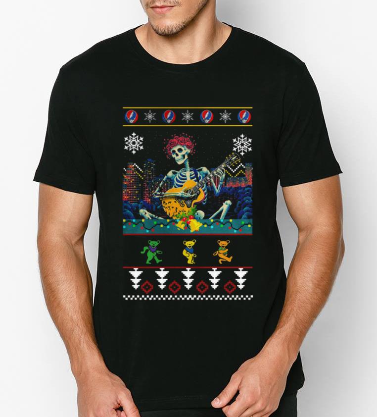 Nice Grateful Dead guitarist skeleton dancing bears ugly Christmas shirt 4 - Nice Grateful Dead guitarist skeleton dancing bears ugly Christmas shirt