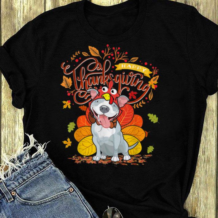 Nice Pit bull Wearing Turkey Hat Fall Autumn Happy Thanksgiving shirt 4 - Nice Pit bull Wearing Turkey Hat Fall Autumn Happy Thanksgiving shirt