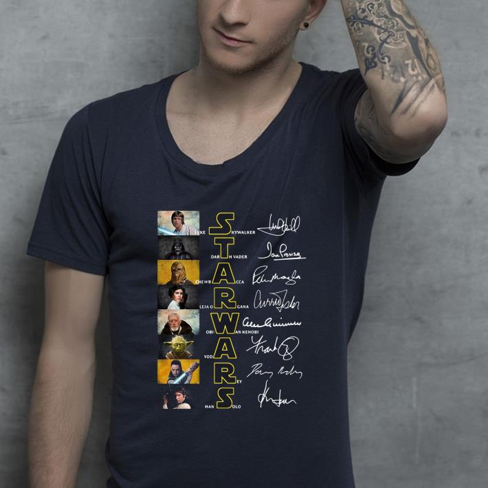 Nice Star Wars Luke Skywalker Darth Vader Chewbacca Leia Organa Obi Wan Kenobi signatures shirt 4 - Nice Star Wars Luke Skywalker Darth Vader Chewbacca Leia Organa Obi Wan Kenobi signatures shirt