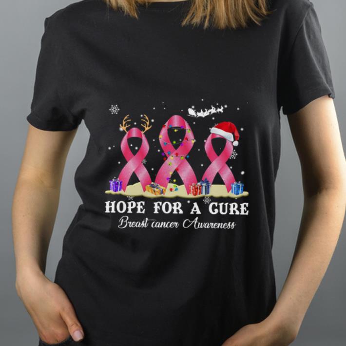 Official Breast Cancer Ribbon hope for a cure Breast cancer awareness Christmas shirt 4 - Official Breast Cancer Ribbon hope for a cure Breast cancer awareness Christmas shirt