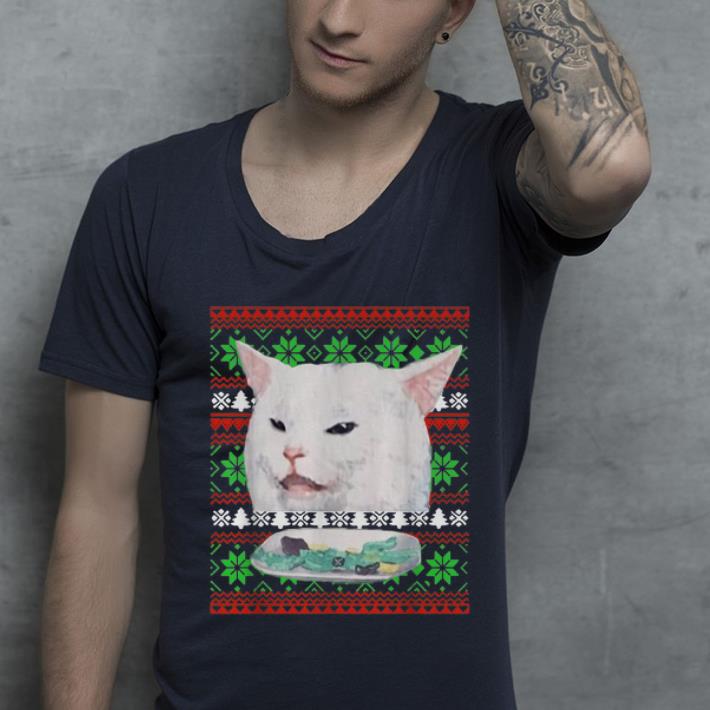 Premium Cat Woman Yelling At Cat Ugly Christmas shirt 4 - Premium Cat Woman Yelling At Cat Ugly Christmas shirt