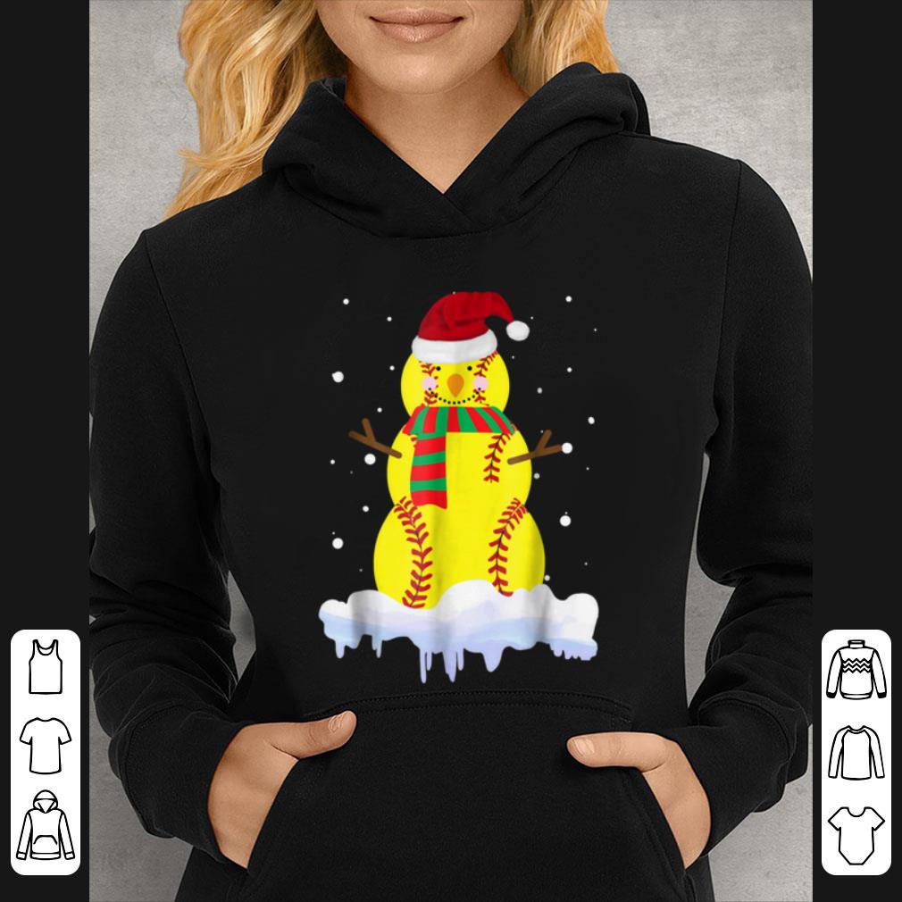 Pretty Snowman Scarf Heart Softball Santa Hat Snow Christmas shirt 4 - Pretty Snowman Scarf Heart Softball Santa Hat Snow Christmas shirt