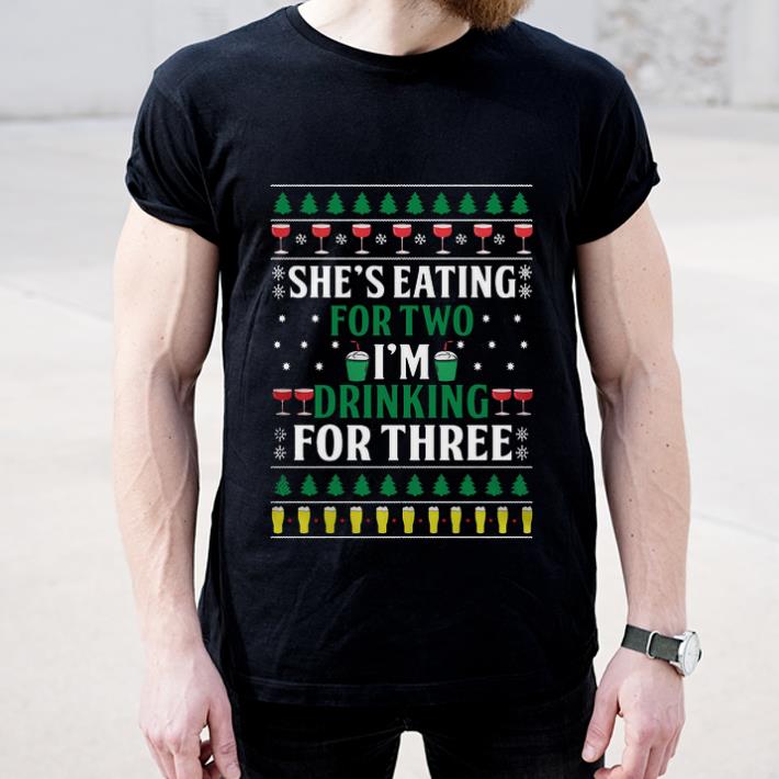 Hot She s Eating For Two I m Drinking For Three Ugly Christmas shirt 4 - Hot She’s Eating For Two I’m Drinking For Three Ugly Christmas shirt