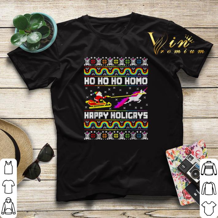 LGBT Santa Unicorn Ho ho ho Homo Happy Holigays Christmas sweater 4 - LGBT Santa Unicorn Ho ho ho Homo Happy Holigays Christmas sweater