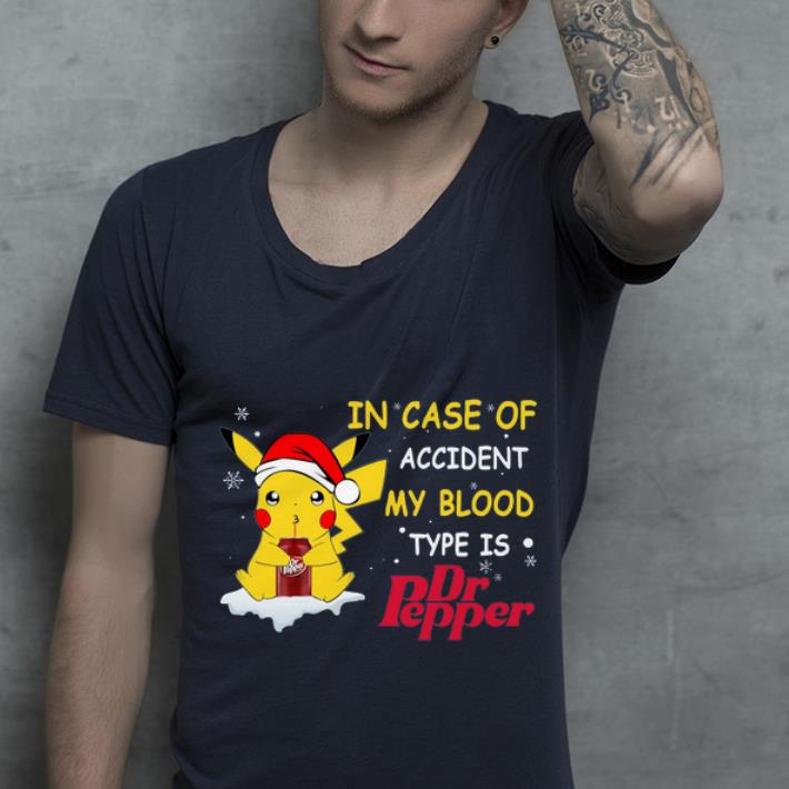 Nice Santa Pikachu In case of accident my blood type is Dr pepper shirt 4 - Nice Santa Pikachu In case of accident my blood type is Dr pepper shirt